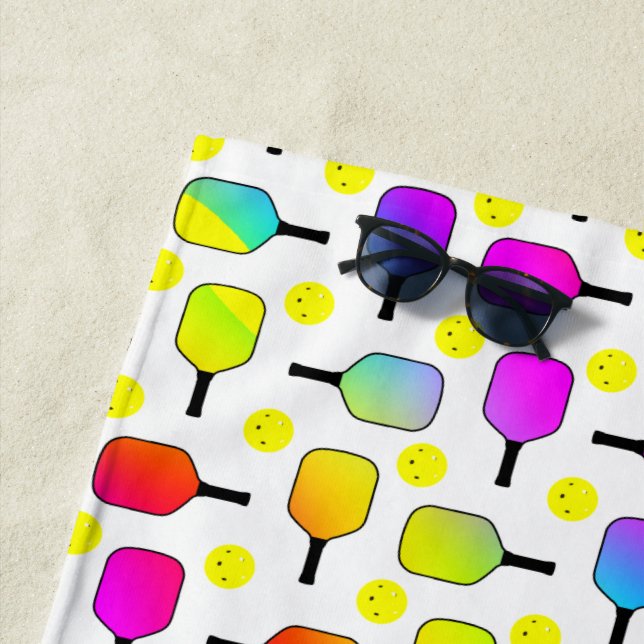 Toalha De Praia Colorido, Pickleball Paddles, Pickleball Amarelo (In Situ)