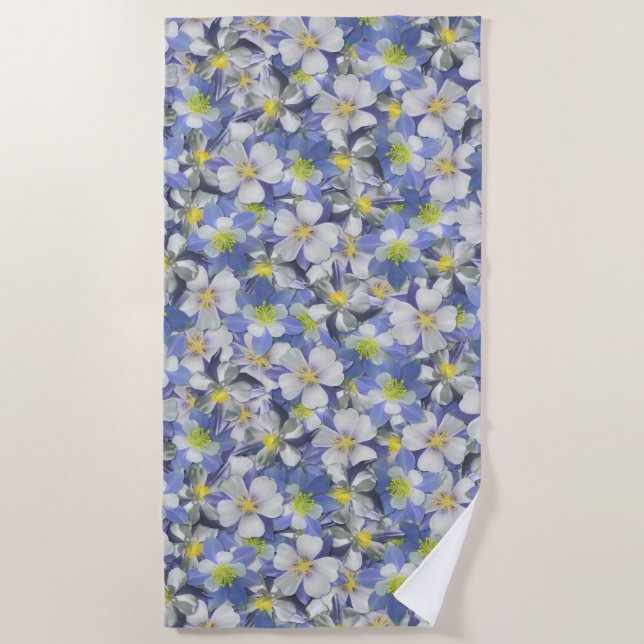 Toalha De Praia Columbines Padrão Sem Costura (Frente)