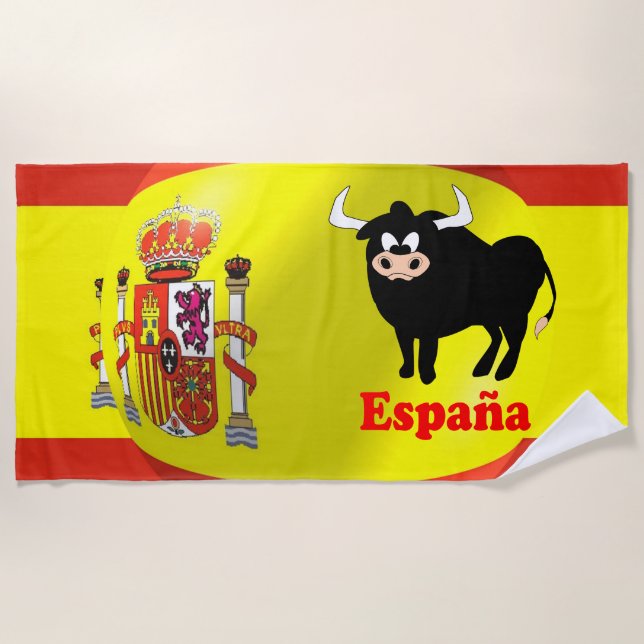 Toalha de Praia com Desenho da Bandeira da Espanha (Frente)