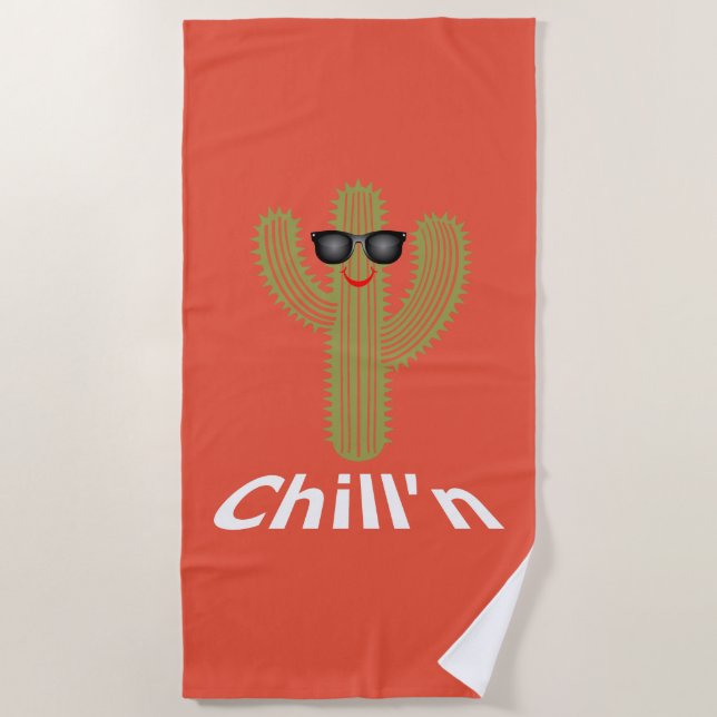 Toalha de Praia com Design de Cactus Relax - Toalh (Frente)