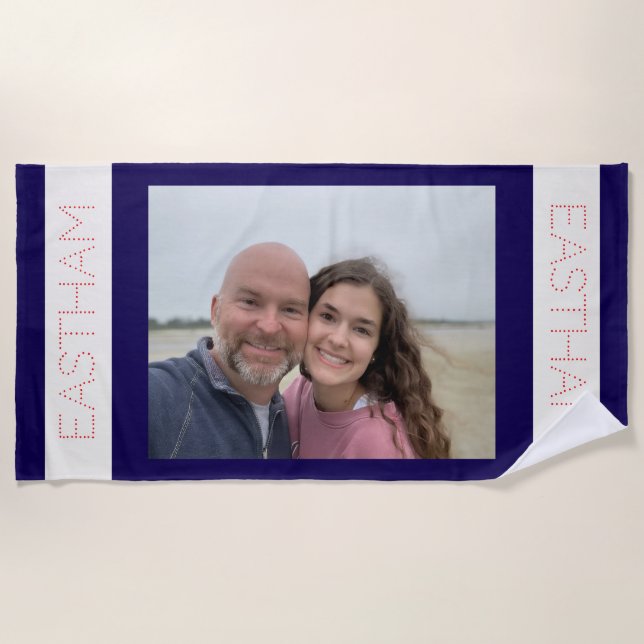 Toalha de praia com foto personalizada - presente  (Frente)