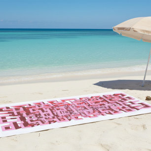 Toalha de Praia com Labirinto Rosa 3D Moderna