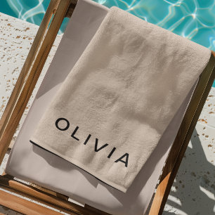 Toalha de Praia com Monograma Bege Personalizado
