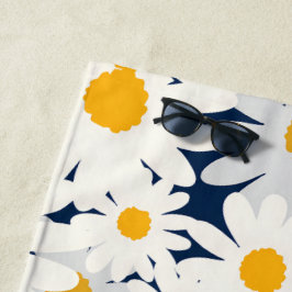 Toalha de Praia com Padrão Floral Retro Daisy