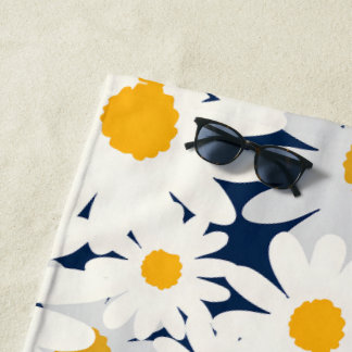 Toalha de Praia com Padrão Floral Retro Daisy