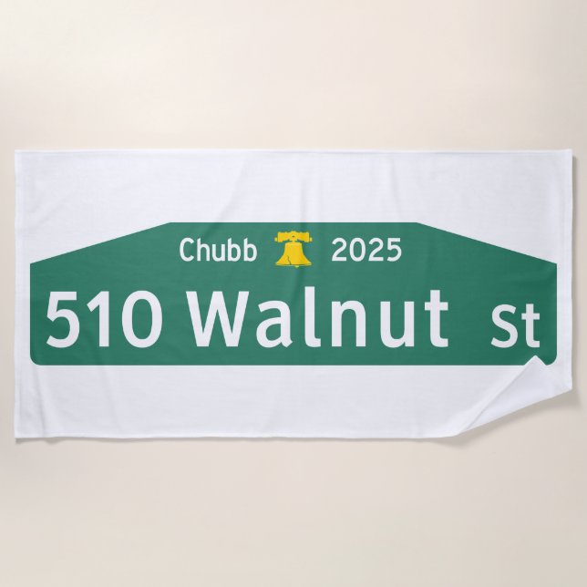 Toalha de Praia com Placa de Rua de Philly: Para S (Frente)