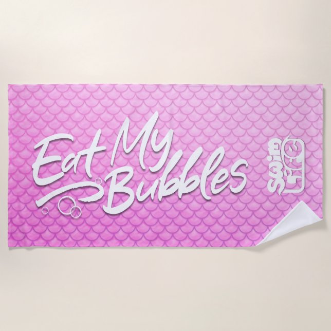 Toalha De Praia "Coma as minhas bolhas" Escalas de vida rosa da Na (Frente)