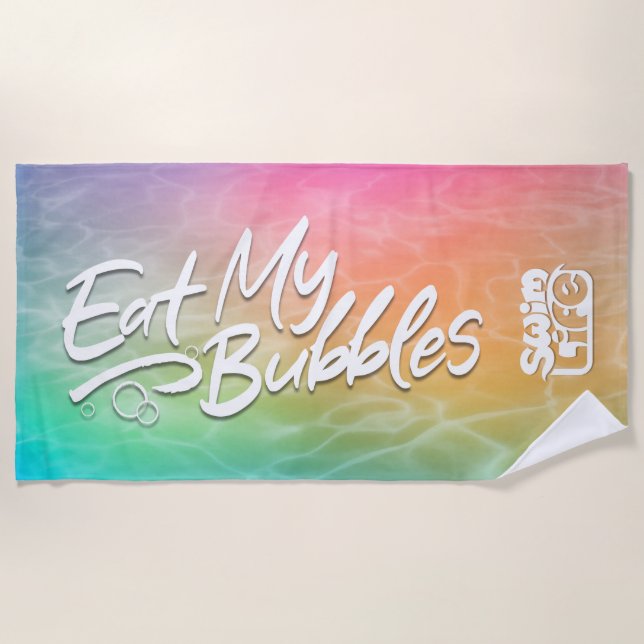 Toalha De Praia "Coma as minhas bolhas" Natação Vida Unicorn Bathw (Frente)