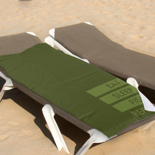 Toalha De Praia Coma peixe dormindo Repete Exército Verde e Khaki