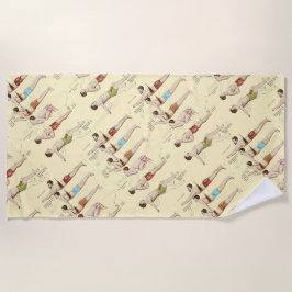 Toalha De Praia Como nadar nadadores do francês do vintage