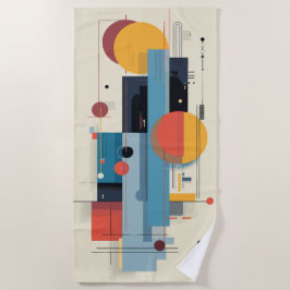Toalha De Praia Composição Moderna de Arte Abstrata Geométrica