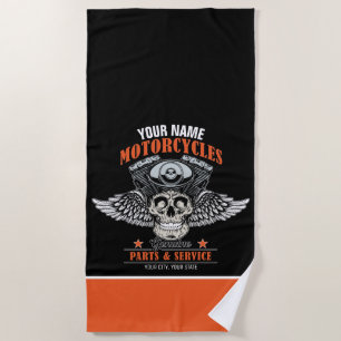 Toalha De Praia Compro de Motociclos Personalizados do Crânio Voa