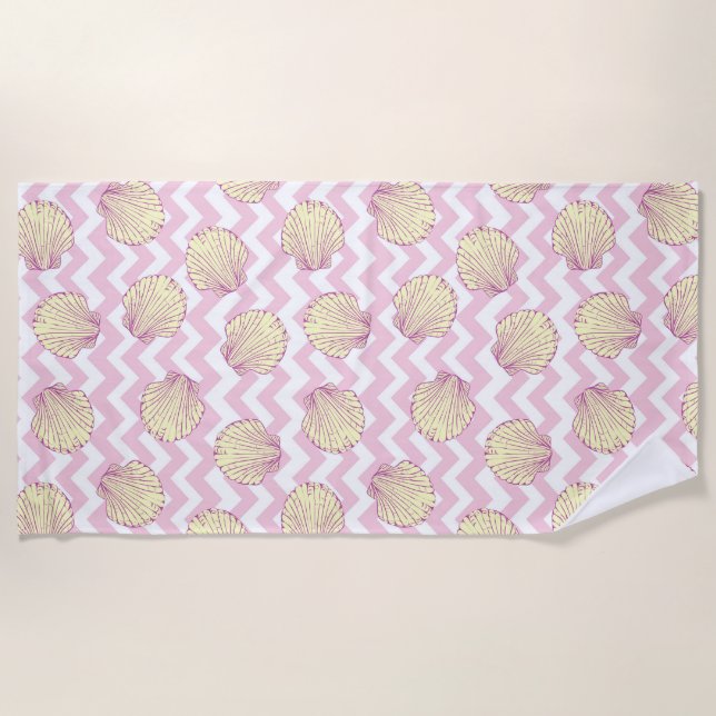 Toalha De Praia Conchas e Chevron (Frente)