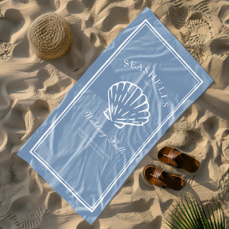 Toalha De Praia Conchas Marinhas e Sininhos de Casamento Fim de Se