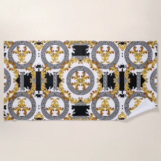 Toalha De Praia Condecoração grega Dourada negra