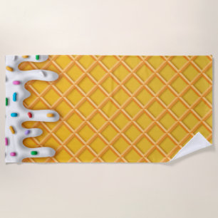 Toalha De Praia Cone De Waffle Com sorvete Com Préguas