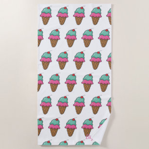 Toalha De Praia Cones de Sorvete Coloridos Femininos - Personaliza