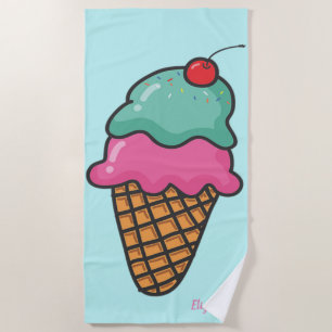 Toalha De Praia Cones de Sorvete Coloridos Femininos - Personaliza