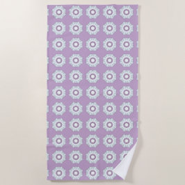 Toalha De Praia Conjunto geométrico roxo com padrão floral 