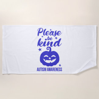 Toalha De Praia Consciência do Autisim Azul-Abóbora do Halloween