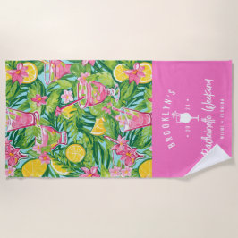 Toalha De Praia Coquetel de Limão Preppy | Fim de Semana de Desped