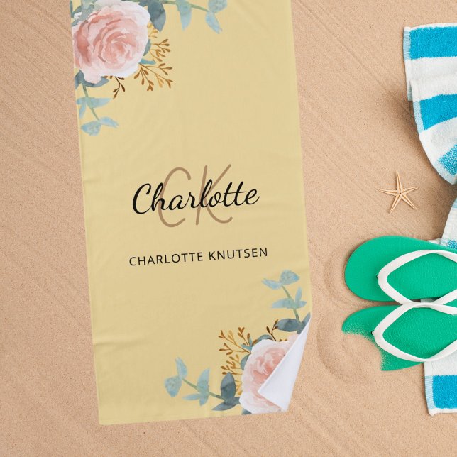 Toalha De Praia Cor de rosa amarela Palha monográfica (Criador carregado)