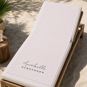 Toalha De Praia Cor-de-rosa-branco monograma   Feminina Minimalist