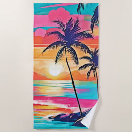 Toalha De Praia Cor tropical Brilho Design sunset