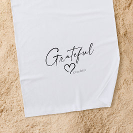 Toalha De Praia Coração Grateful | Seu nome - Script de tinta míni