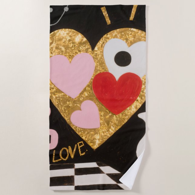 Toalha De Praia Corações do Amor (Frente)