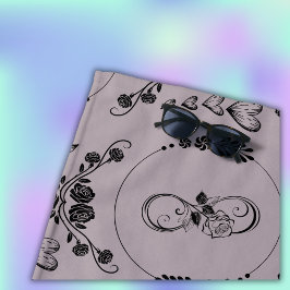 Toalha De Praia Corações Negros Simples, Floral, Infinito em Mauve