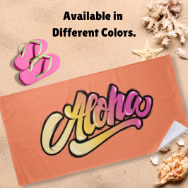Toalha De Praia Coral Moderno e Divertido | Aloha Laranja Desbotad