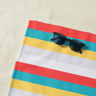 Toalha De Praia Coral Turquesa Amarelo - Stripes