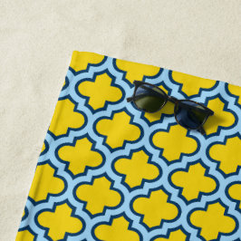 Toalha De Praia Corante amarelo e azul-bebê, latido, quatrefoil