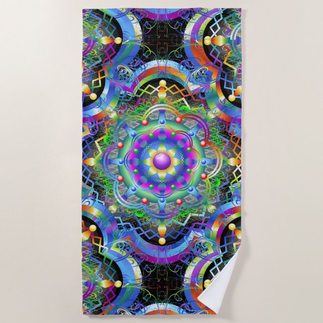 Toalha De Praia Cores do Universo Mandala (Frente)