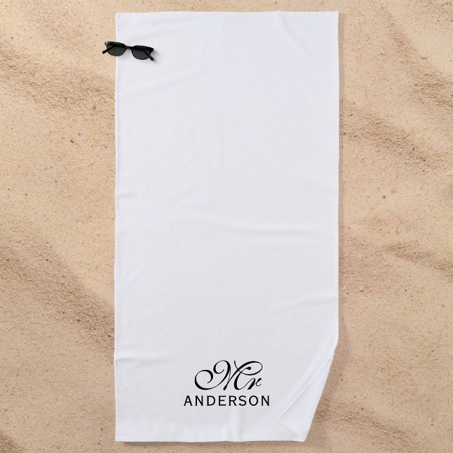 Toalha De Praia Cores Editáveis Personalizadas Script Elegante Sr (Criador carregado)