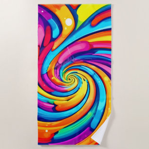 Toalha De Praia Cores giratórias, espiral psicodélica, chao colori
