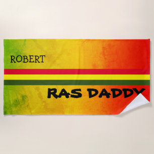 Toalha De Praia Cores Tropicais de Rasta em Grunge com NOME em Pre