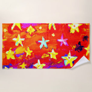 Toalha De Praia Cores Vibrantes de Estrelas. Comprar Agora