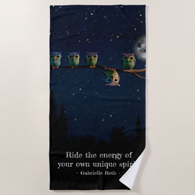 Toalha De Praia Coruja Diferente da Colagem de Cotação Única (Frente)