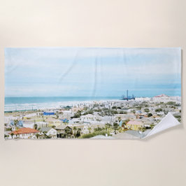 Toalha De Praia Costa de Galveston, vista da praia e da cidade
