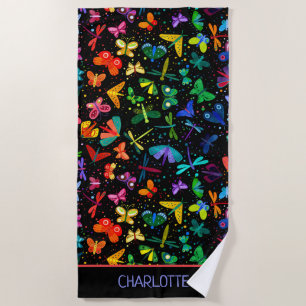 Toalha De Praia Cotovelo-arco-íris Borboletas Crianças Personali