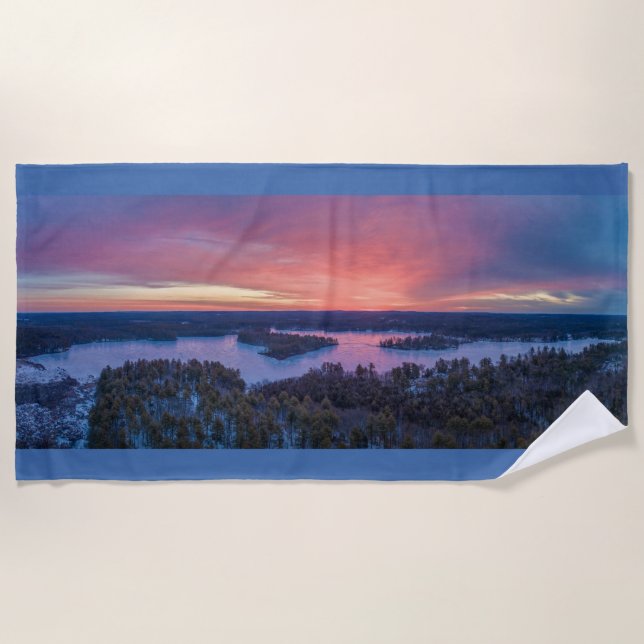 Toalha De Praia Country Pond Sunrise Beach Towel 70"x35" (Frente)