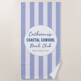 Toalha De Praia Cowgirl Costeira Clube de Bach Azul Branco Listrad