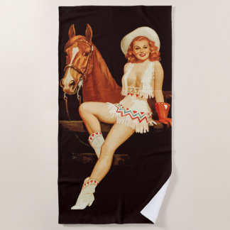 Toalha De Praia Cowgirl Pin-Up