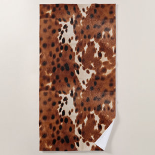 Toalha De Praia Cowhide Preto-Castanho Ocidental