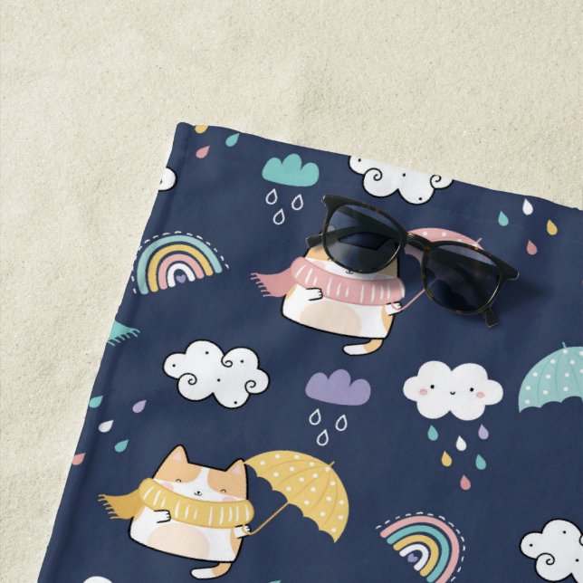 Toalha De Praia Cozy Rainy Day Pattern Beach Towel (In Situ)