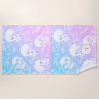 Toalha De Praia Cránios Goth ombre pastel personalizados