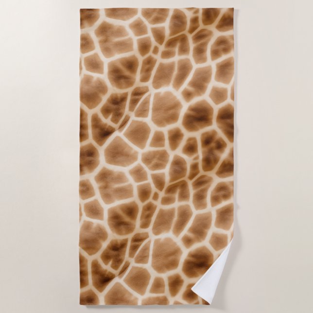 Toalha De Praia Cream Brown Giraffe Animal Print (Frente)
