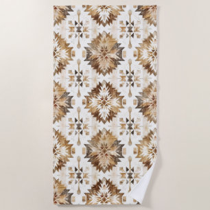 Toalha De Praia Cream Brown Native Tribal